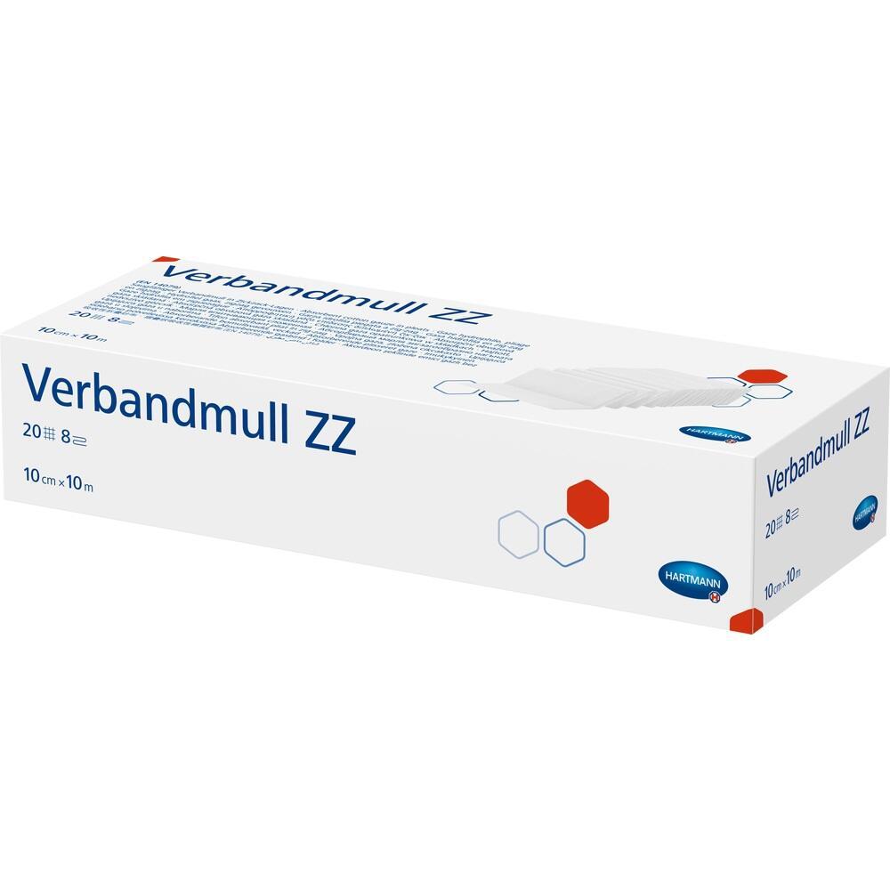 Wei&szlig;e Verpackung mit der Aufschrift "Verbandmull ZZ" von Hartmann.