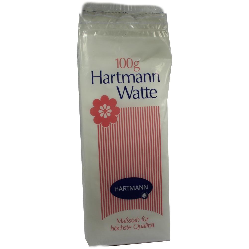 Eine Packung mit 100g Watte von der Marke Hartmann.