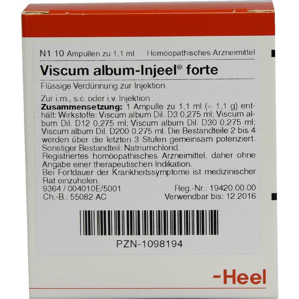 Verpackung von homöopathischem Arzneimittel "Viscum album-Injeel forte".