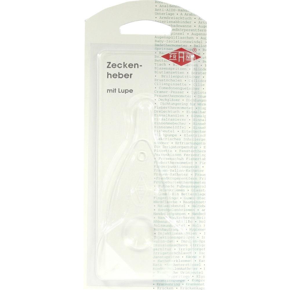 Verpackter Zeckenheber mit eingebauter Lupe.