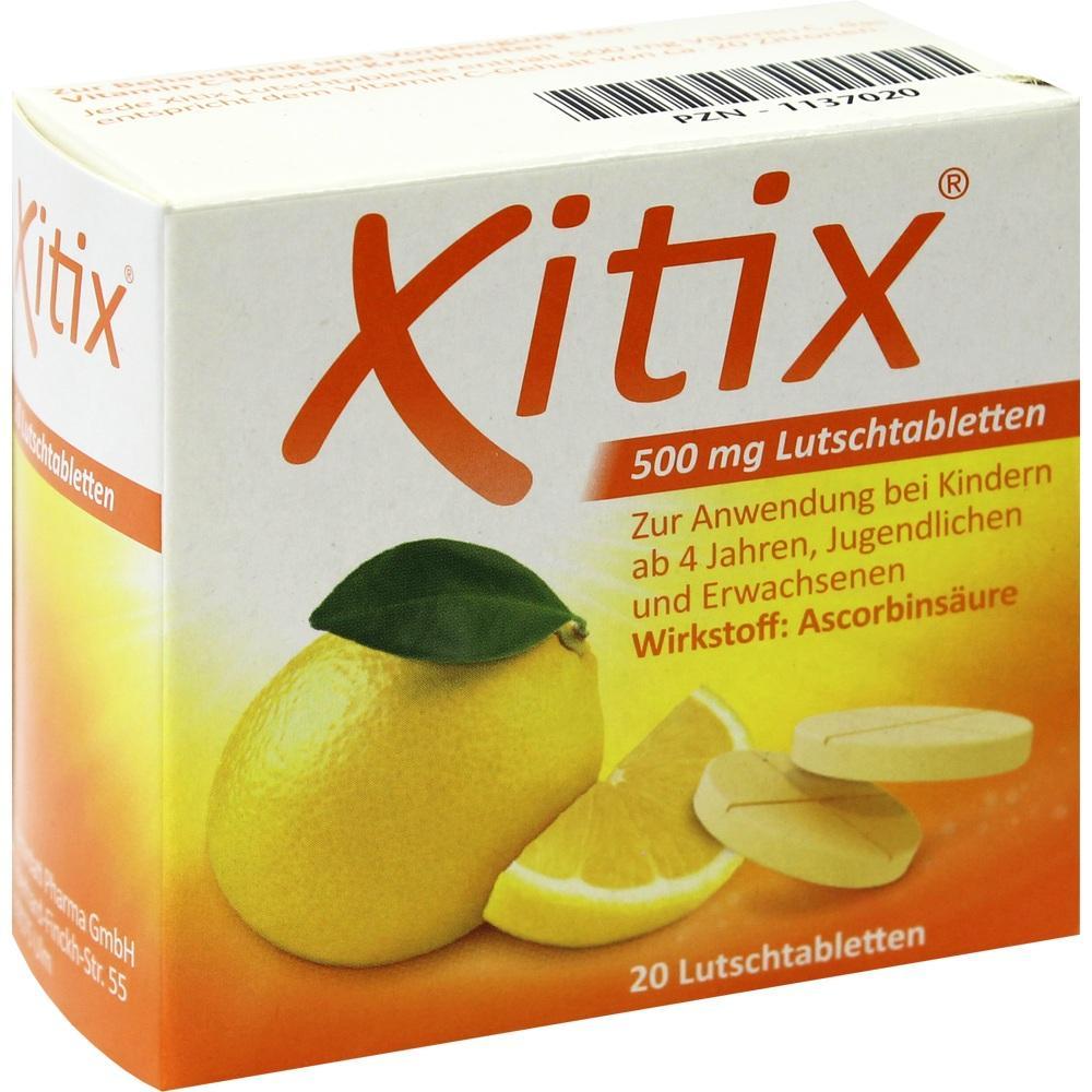 Schachtel mit Zitronen und Lutschtabletten gegen Erkältung.