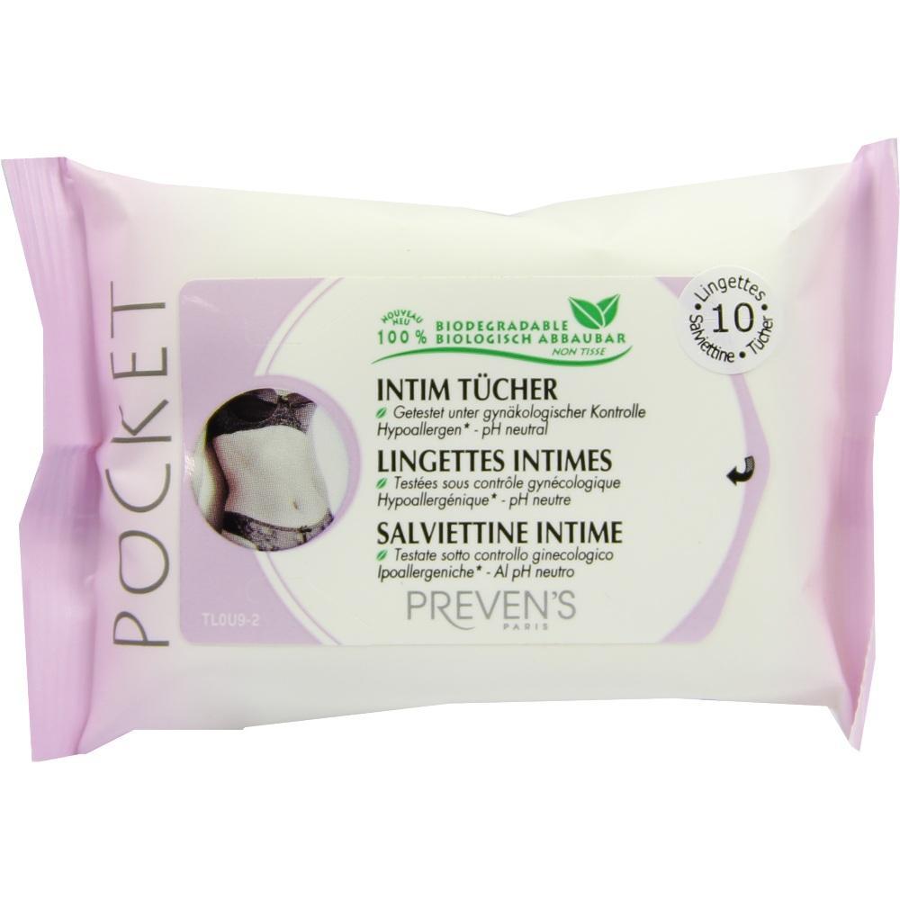 Eine Packung mit 10 biologisch abbaubaren intimen Pfleget&uuml;chern.