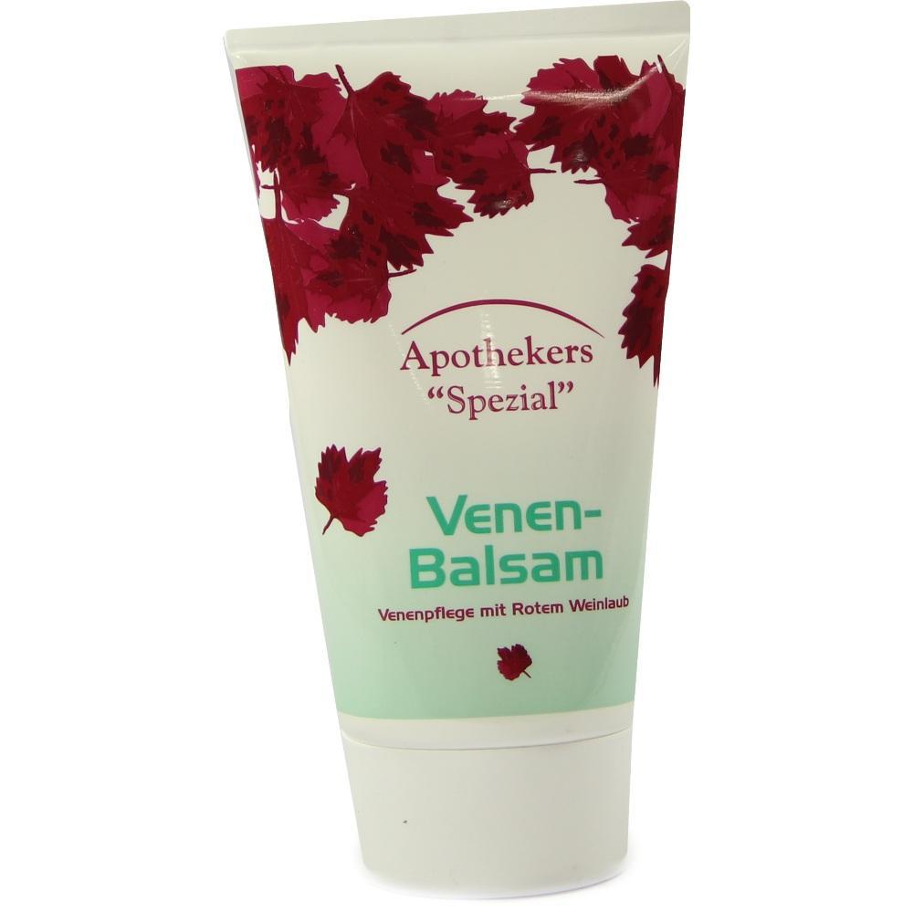 Eine Tube Venen-Balsam mit roten Blättern auf der Verpackung.