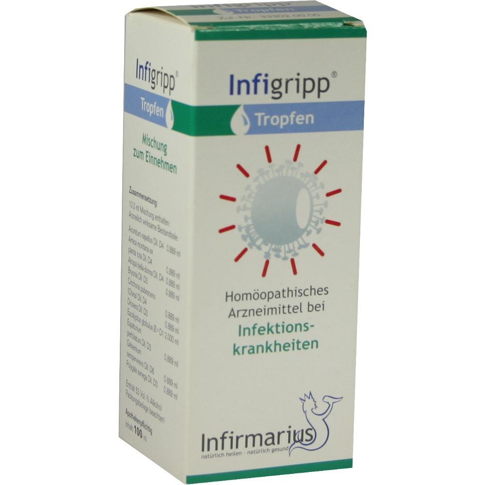 Verpackung von homöopathischen Tropfen gegen Infektionskrankheiten.