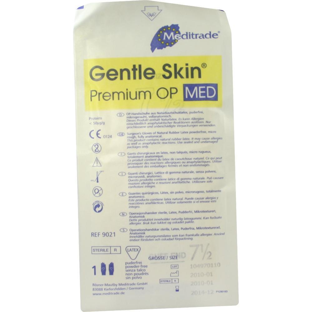 Verpackung von Meditrade OP-Handschuhen "Gentle Skin" aus Latex, puderfrei, Größe 7½.