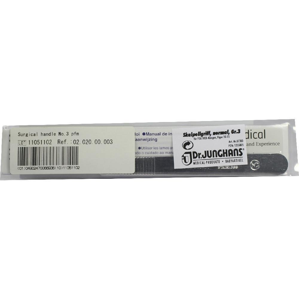 Verpackung mit einem chirurgischen Skalpellgriff, Nr. 3 von Dr. Junghans.