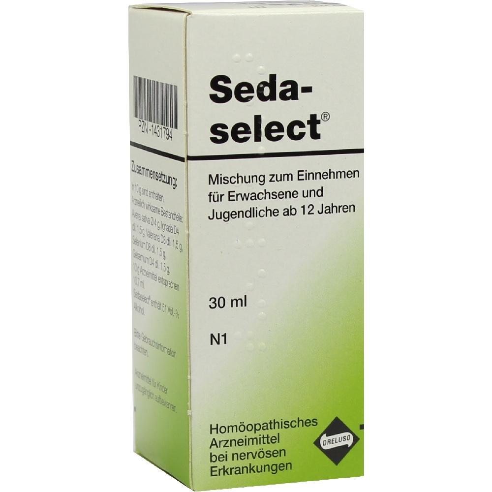 Hier ist ein Schachtel einer hom&ouml;opathischen Medizin namens Seda-select zu sehen.