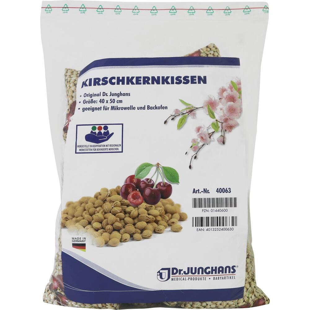 Eine Packung Kirschkernkissen mit Abbildungen von Kirschen und Bl&uuml;ten.