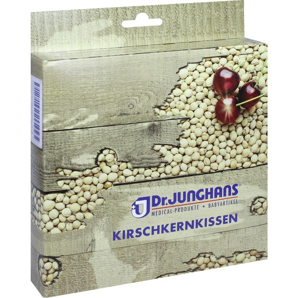 Verpackung eines Kirschkernkissens mit Bild von Kirschkernen und Kirschen.