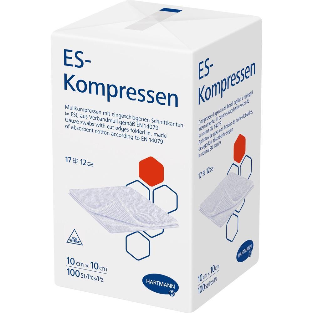 Verpackung mit ES-Kompressen aus Mull, Gr&ouml;&szlig;e 10 cm x 10 cm, 100 St&uuml;ck.