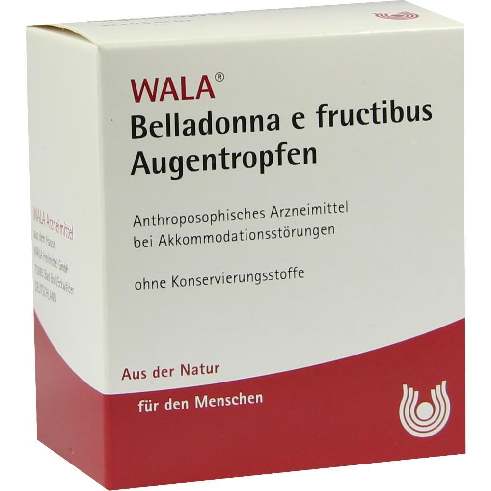Die Packung zeigt WALA Belladonna Augentropfen ohne Konservierungsstoffe.