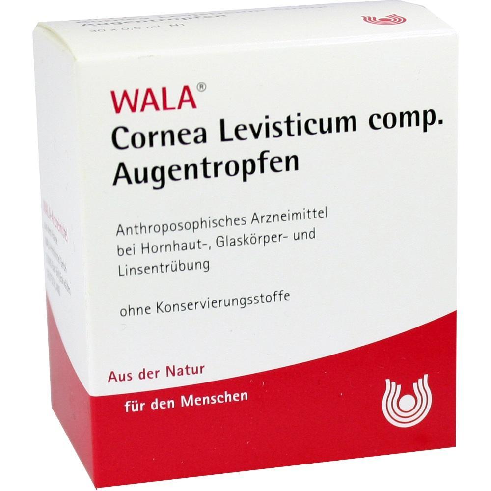 Eine Packung WALA Cornea Levisticum Augentropfen ohne Konservierungsstoffe.