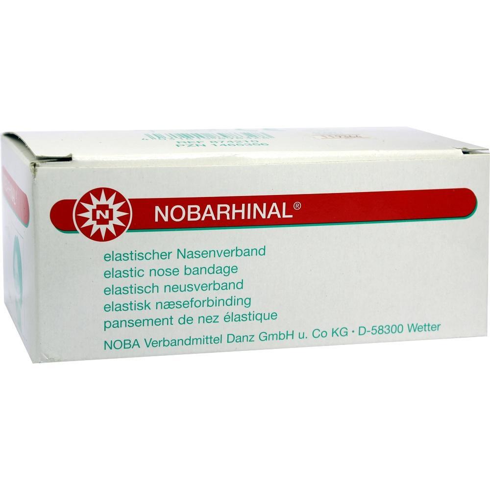 Wei&szlig;e Schachtel mit der Aufschrift "NOBARHINAL" f&uuml;r elastische Nasenverb&auml;nde.