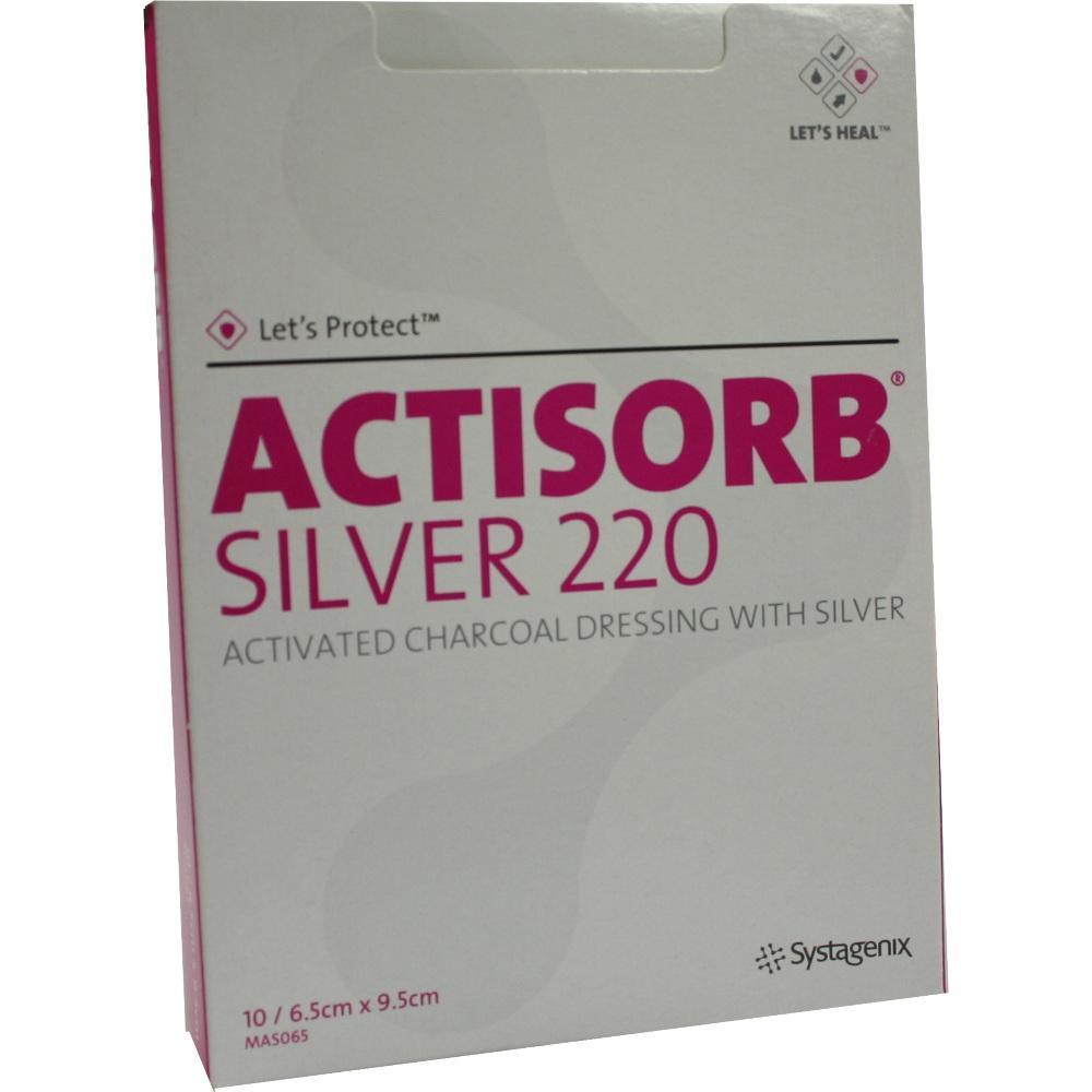 Eine Packung mit Verbandmaterial namens Actisorb Silver 220.
