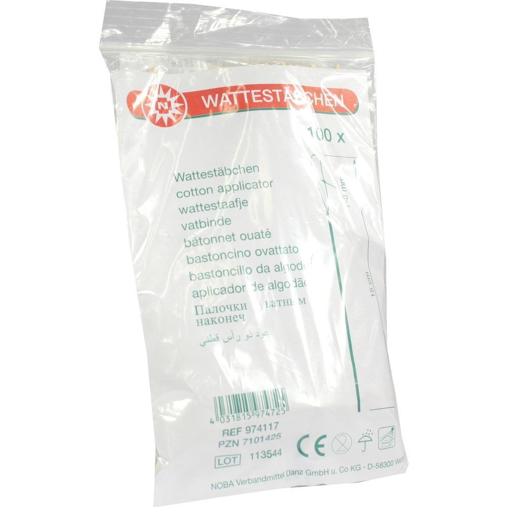 Eine Plastiktüte mit Wattebäuschchen und mehrsprachiger Beschriftung.