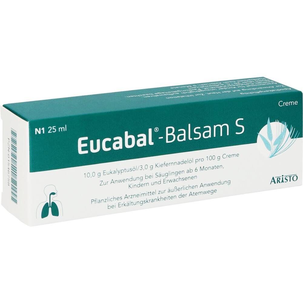 Eine grüne Verpackung von Eucabal-Balsam S Creme mit 25 ml Inhalt.