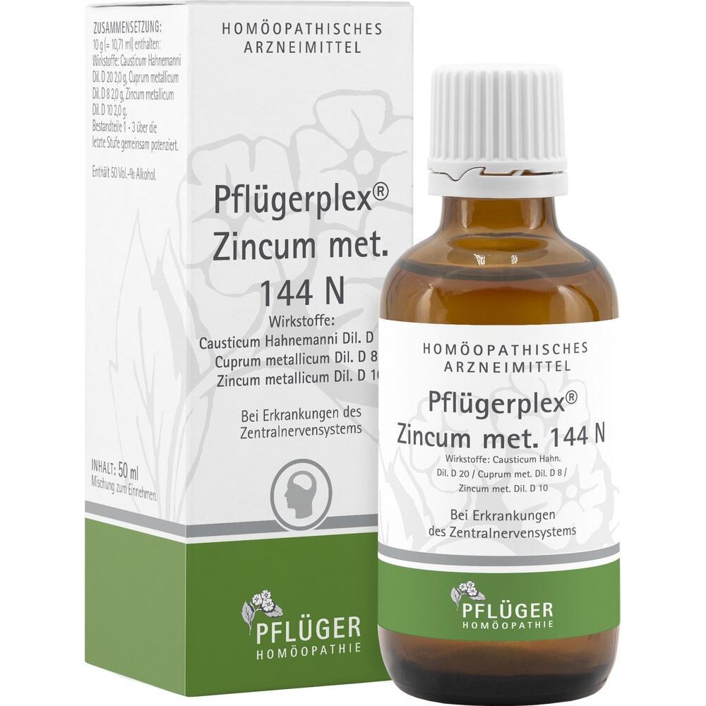 Braune Flasche vor einer weißen Schachtel mit Aufschrift "Pflügerplex, homöopathisches Mittel."