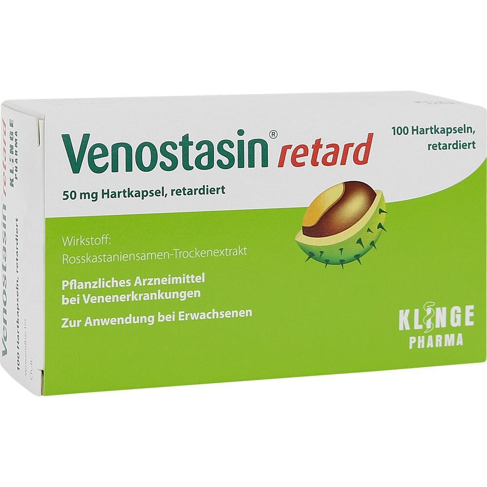 Verpackung von Venostasin retard mit Rosskastanien-Extrakt für Venenerkrankungen.