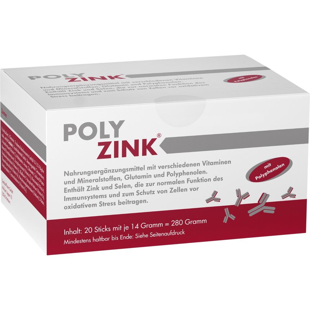 Eine Packung mit Nahrungserg&auml;nzungsmittel namens Poly Zink.