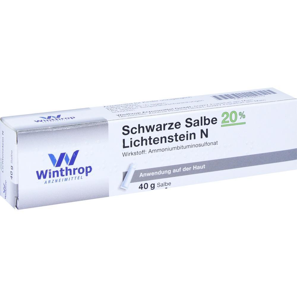 Wei&szlig;e Schachtel mit Salbe namens "Schwarze Salbe Lichtenstein N".
