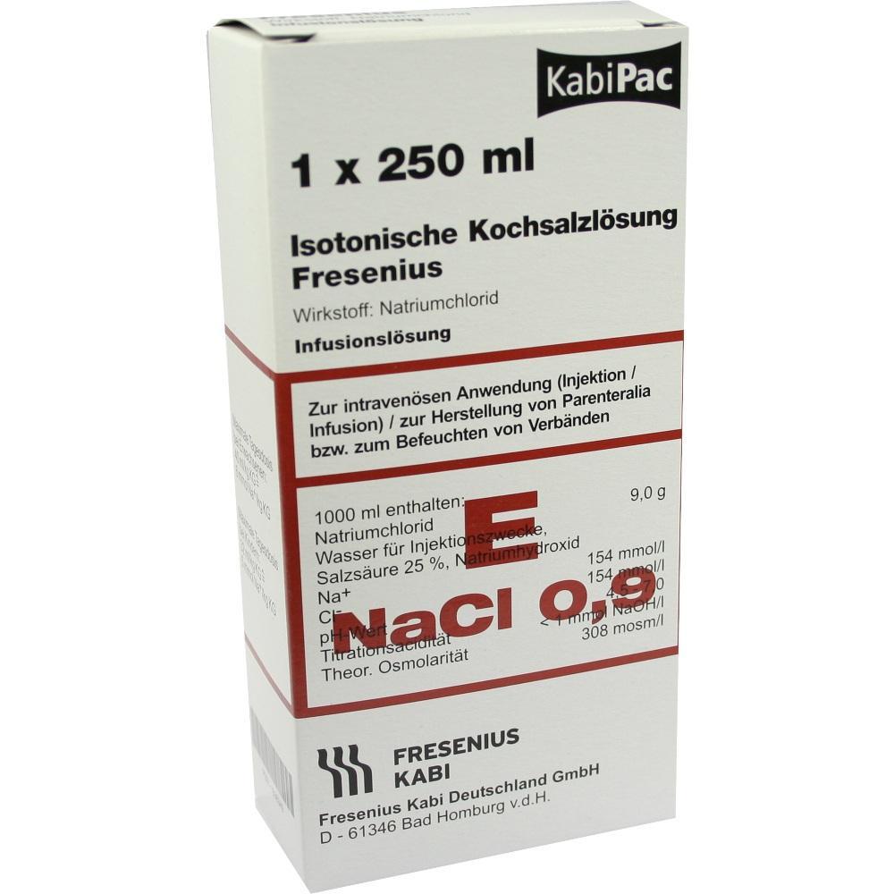 Verpackung einer isotonischen Kochsalzl&ouml;sung f&uuml;r medizinische Infusionen.