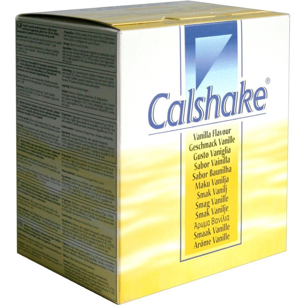 Gelbe Verpackung von Calshake mit Vanillegeschmack.