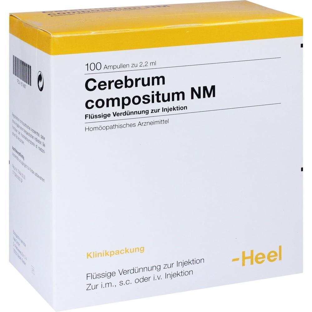 Eine weiße Verpackung mit gelben Streifen für homöopathische Injektionslösungen von Heel.