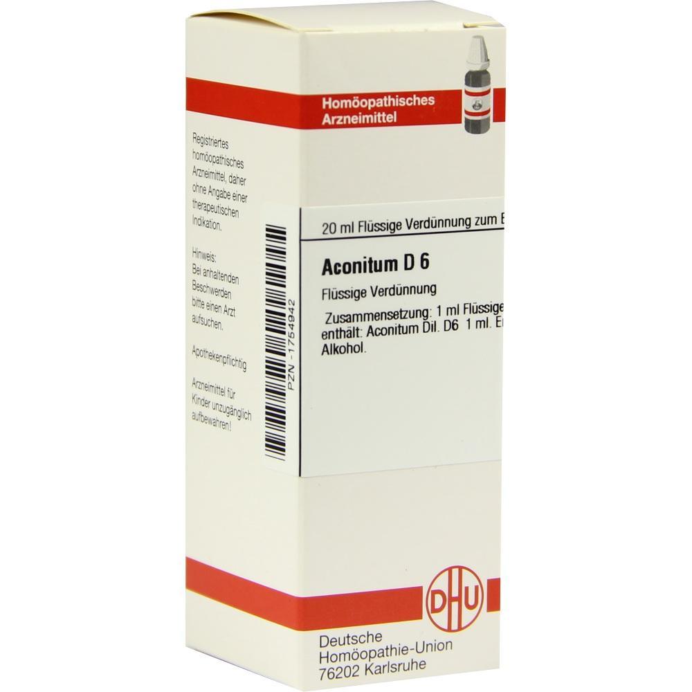 Schachtel für homöopathische Tropfen, Aconitum D6, 20 ml.