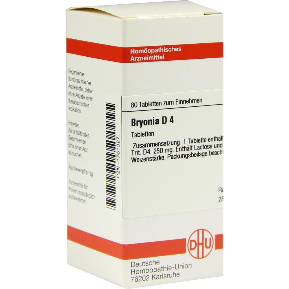 Schachtel mit homöopathischen Tabletten Bryonia D4 von DHU.