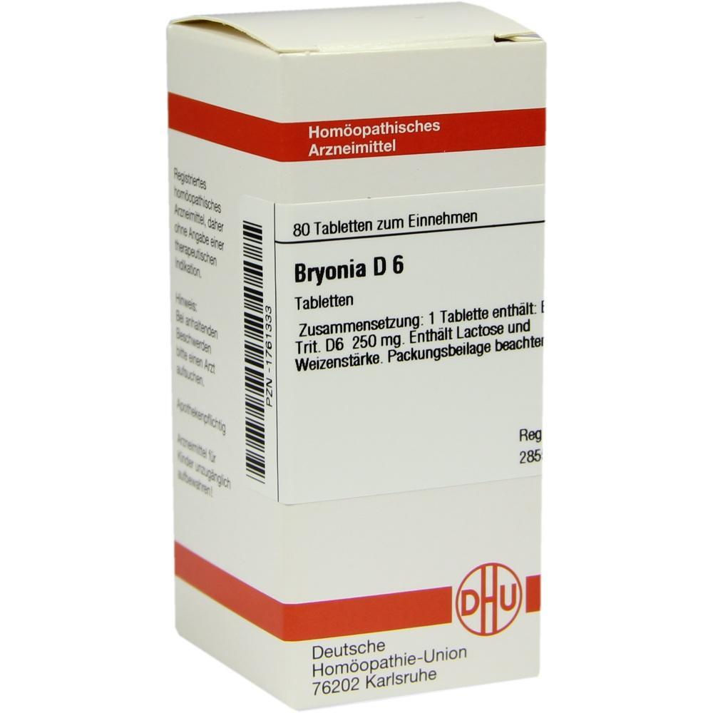 Schachtel mit homöopathischen Tabletten "Bryonia D 6".