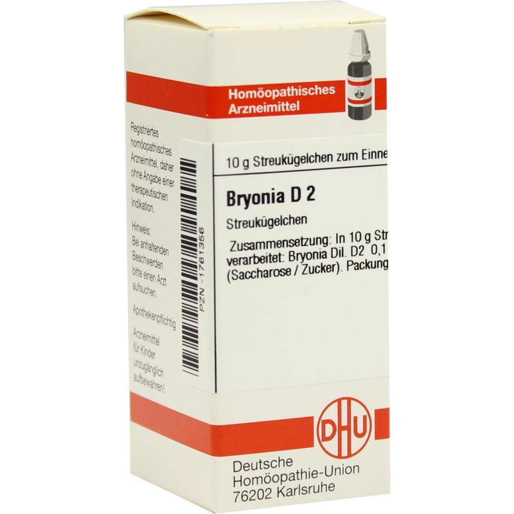 Eine Packung mit homöopathischen Streukügelchen namens Bryonia D 2.