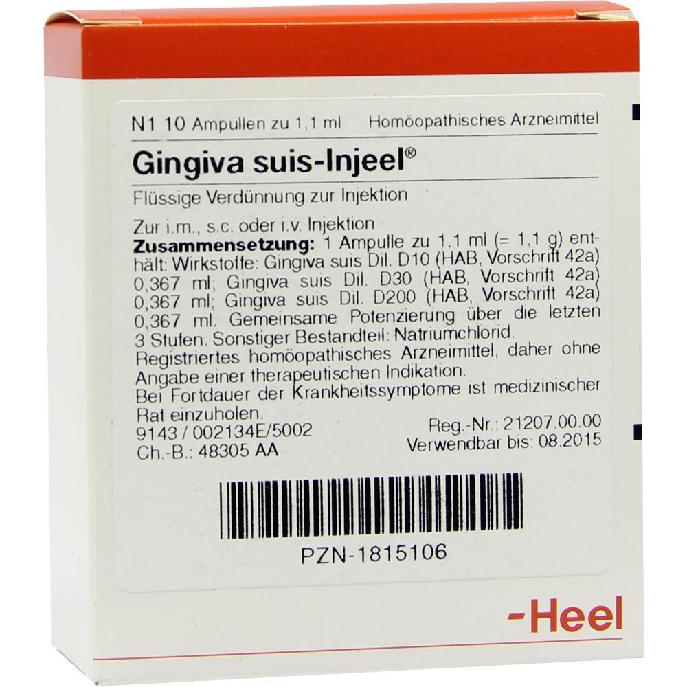 Verpackung von homöopathischem Arzneimittel zur Injektion mit Inhaltsangaben.