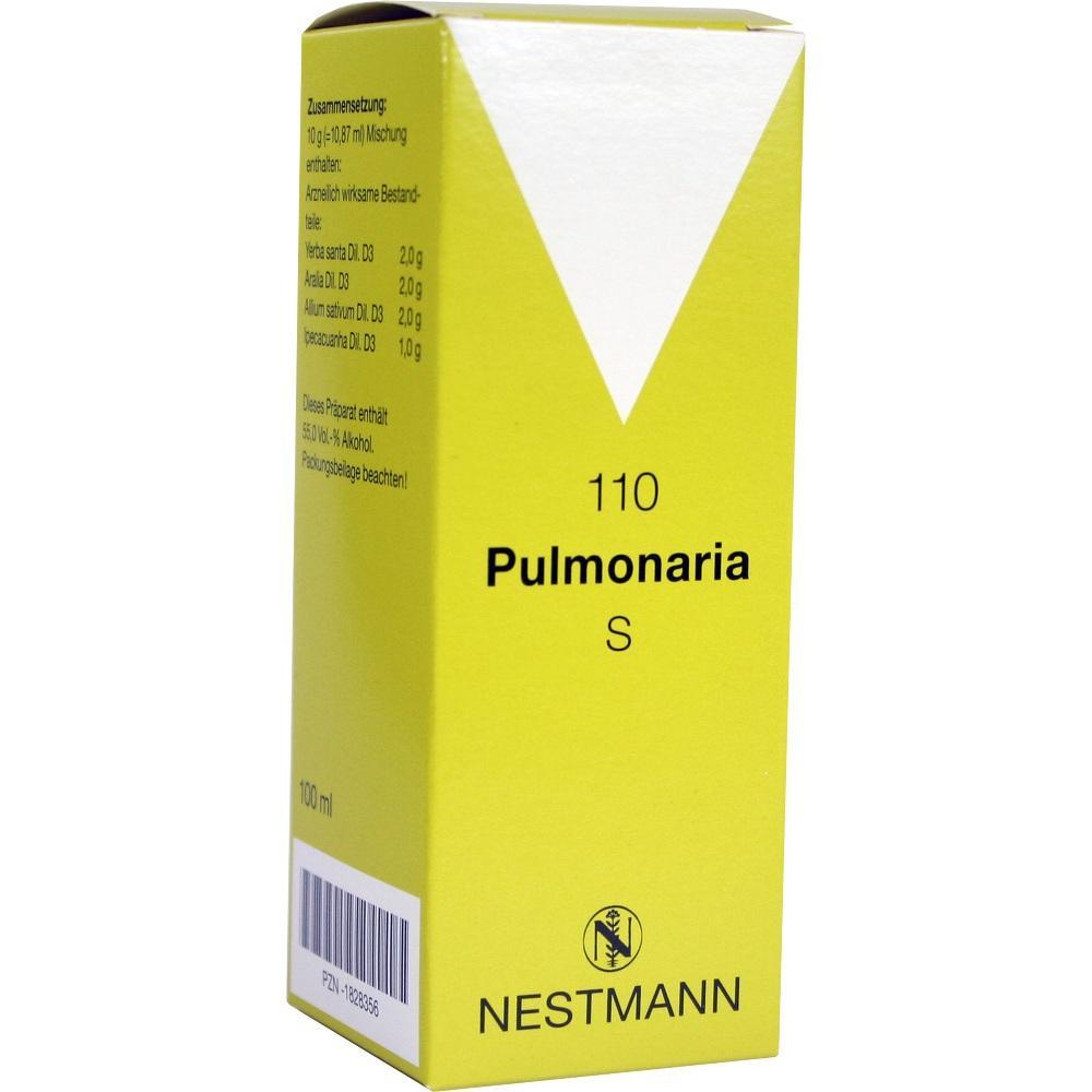 Gelbe Verpackung mit der Aufschrift "Pulmonaria S" und einem Firmenlogo.