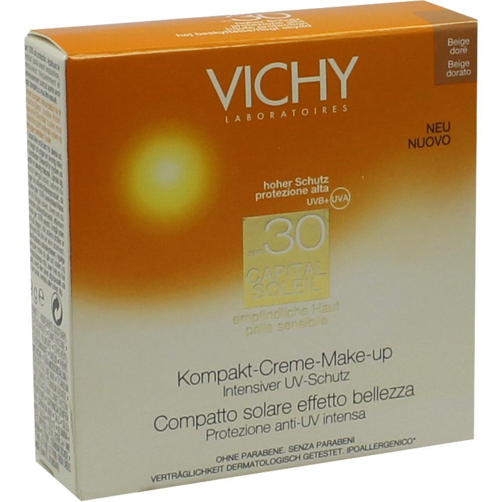 Orange Verpackung von Vichy mit Sonnenschutz LSF 30 für empfindliche Haut.