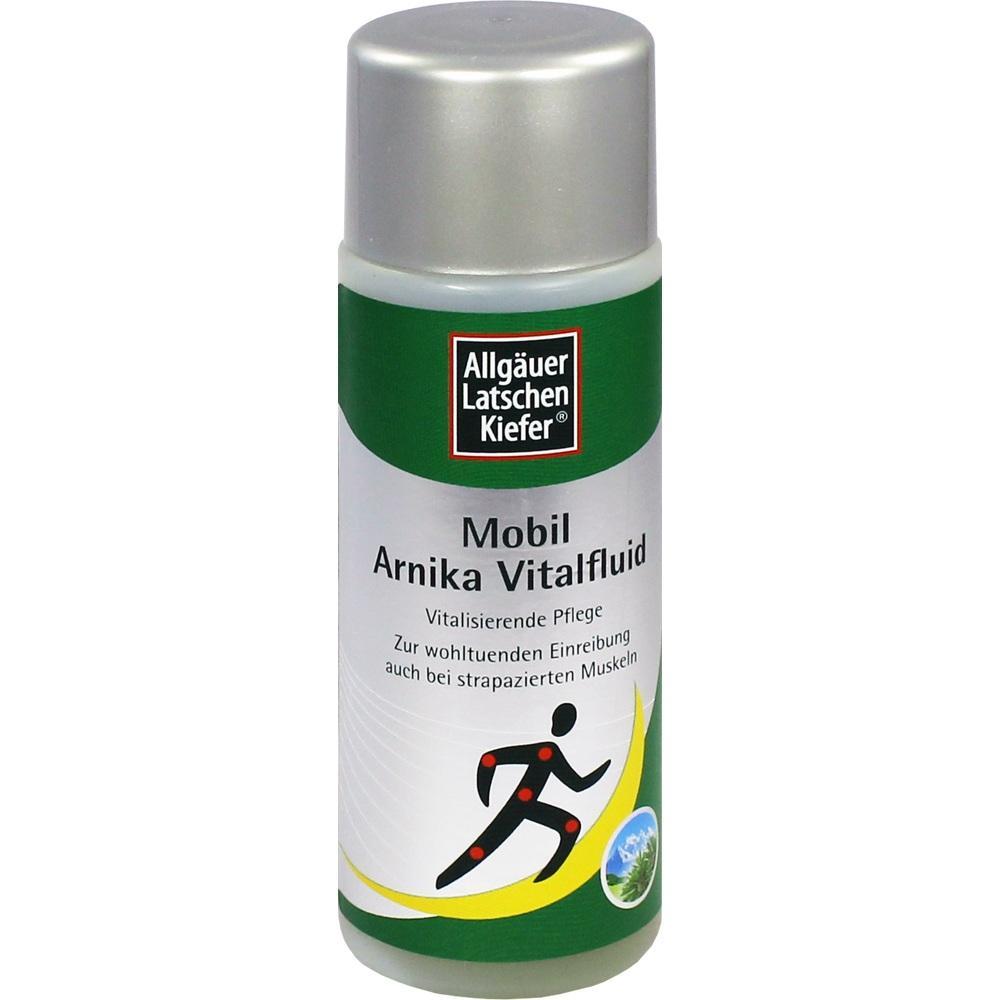 Eine Flasche Arnika Vitalfluid zur vitalisierenden Pflege und Entspannung der Muskeln.