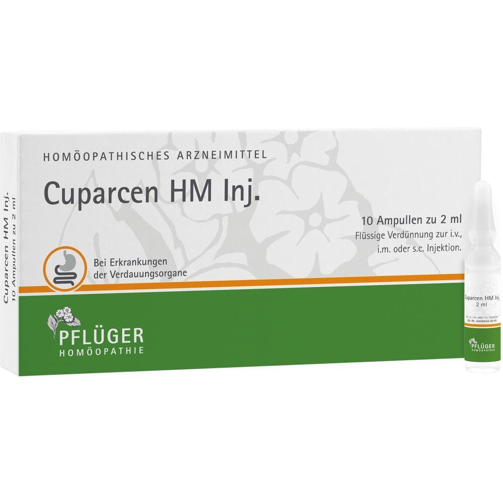 Die Packung zeigt homöopathische Ampullen für Verdauungsbeschwerden.