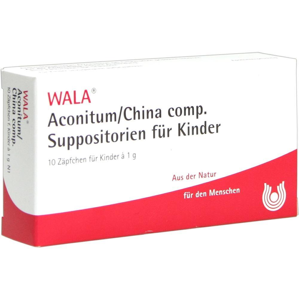 Packung mit 10 Z&auml;pfchen f&uuml;r Kinder von WALA, Produktname Aconitum/China comp.
