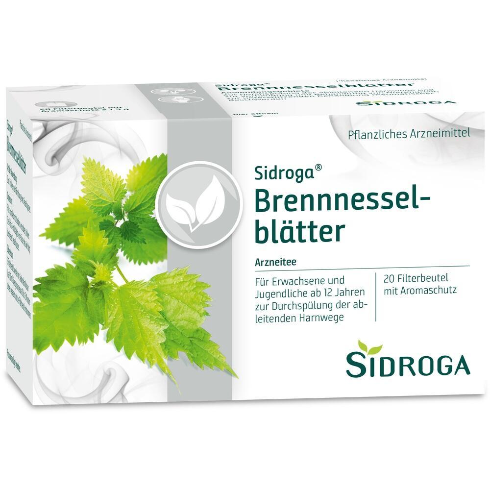 Eine Packung Sidroga Brennnesselbl&auml;tter Tee mit 20 Teebeuteln.
