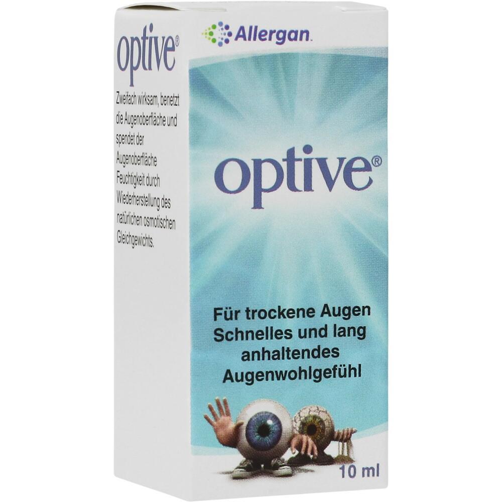 Eine Verpackung von Augentropfen der Marke Optive für trockene Augen.