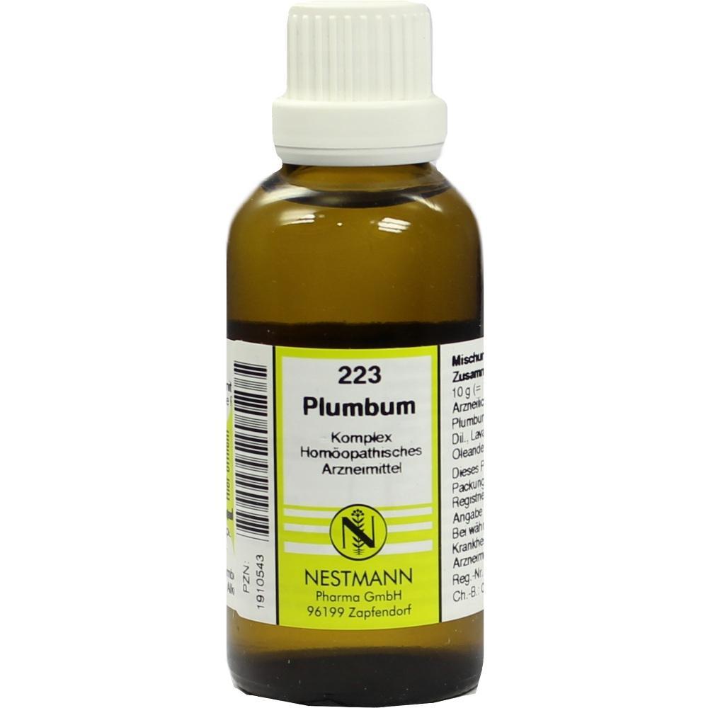Braune Flasche mit Etikett f&uuml;r hom&ouml;opathisches Arzneimittel "Plumbum".