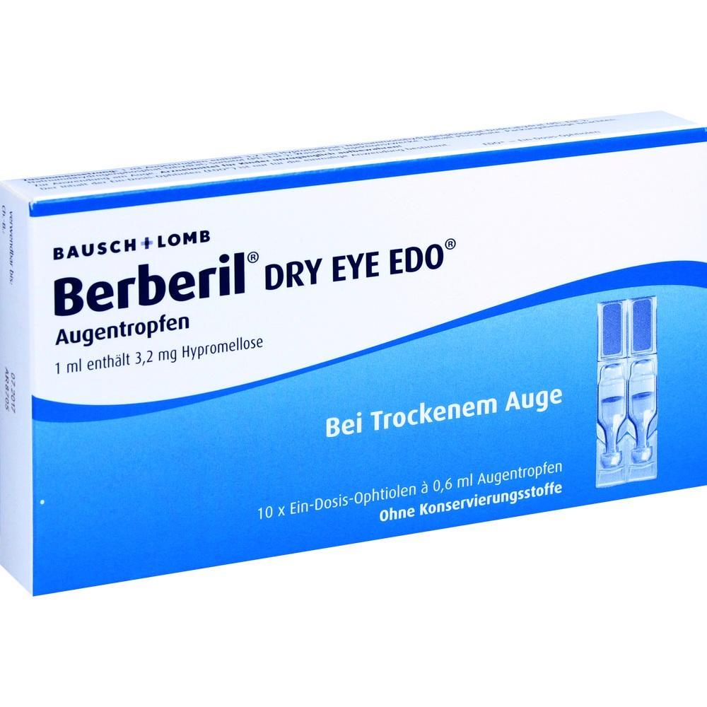 Schachtel mit Augentropfen für trockene Augen von Berberil.
