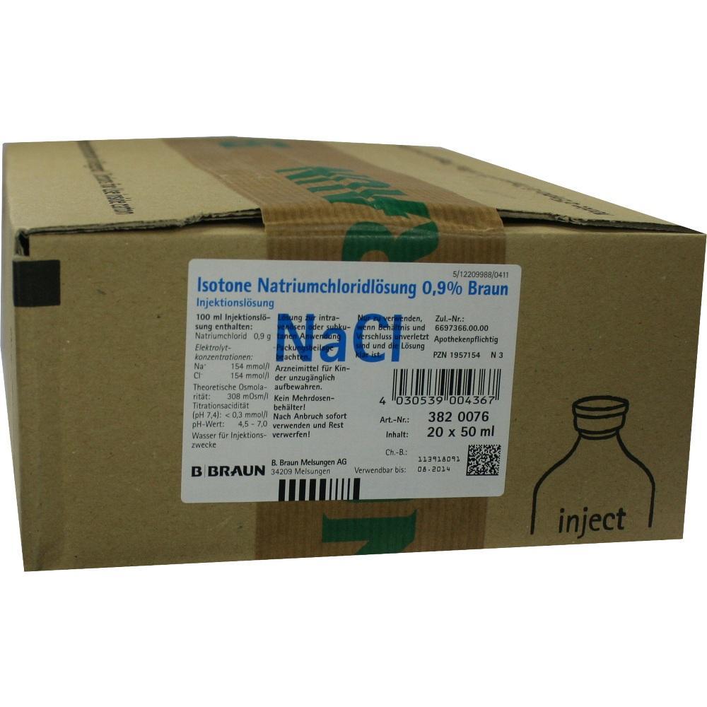Ein Karton mit Natriumchloridl&ouml;sung f&uuml;r Injektionen.