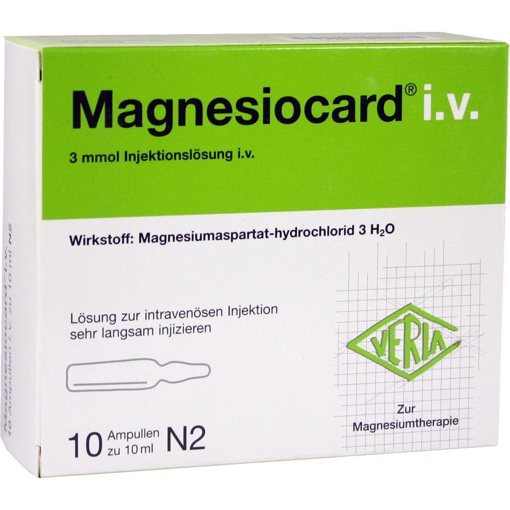 Eine Packung Magnesiocard i.v. f&uuml;r intraven&ouml;se Magnesium-Injektionen.