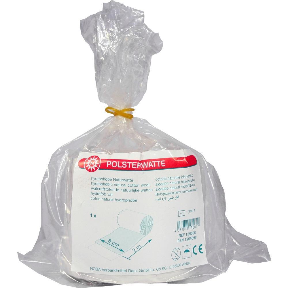 Eine Plastikverpackung mit einer Rolle Polsterwatte darin.