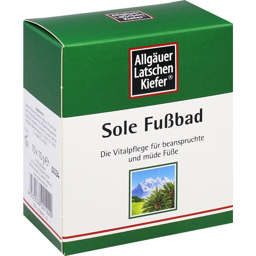 Eine grüne Packung mit der Aufschrift "Sole Fußbad".