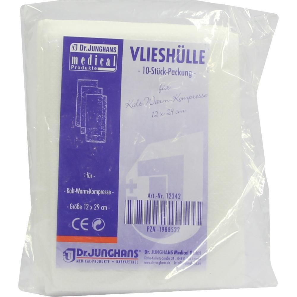 Verpackung mit Vlieshüllen für Kalt-Warm-Kompressen, Größe 12 x 29 cm.