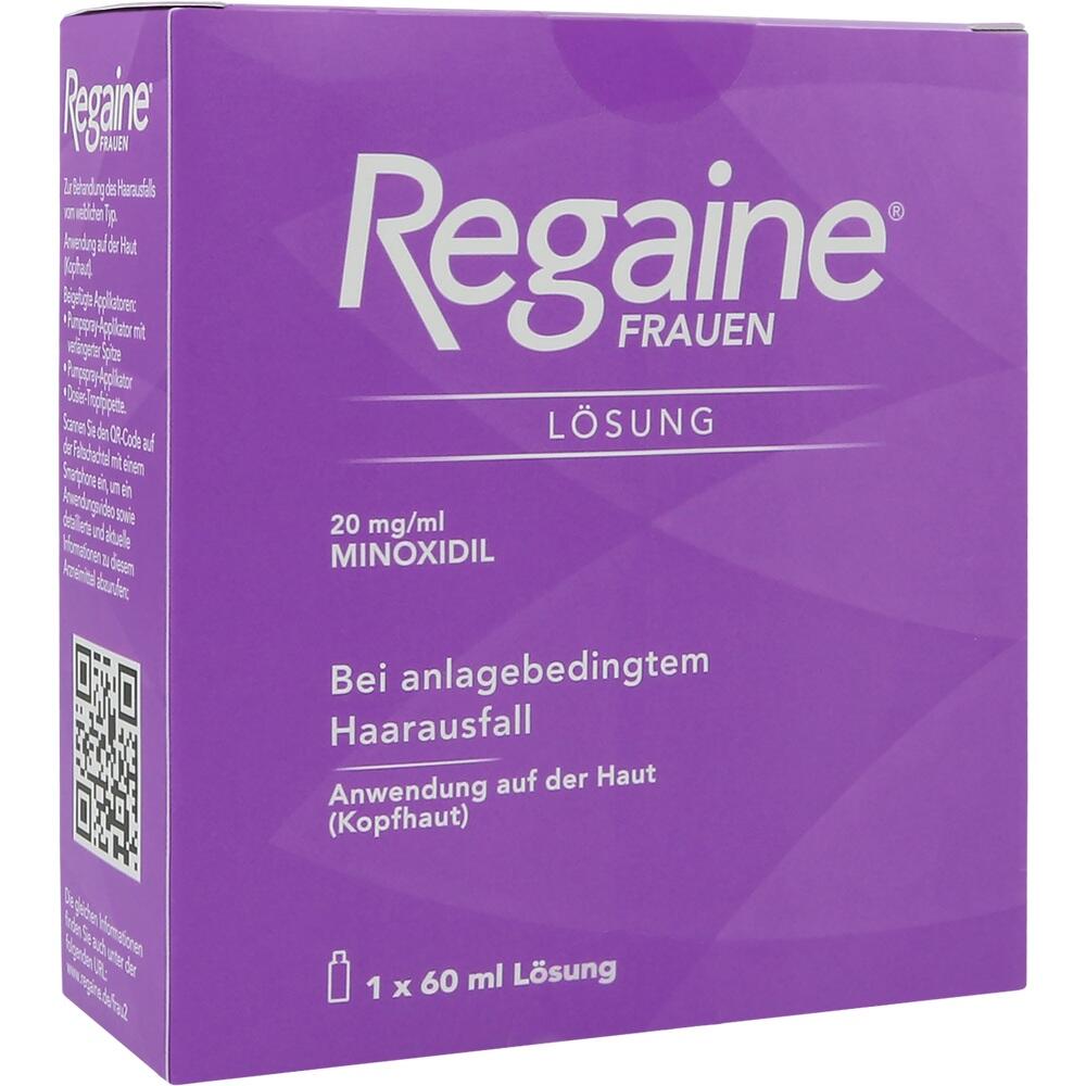 Lila Verpackung von Regaine für Frauen gegen Haarausfall.