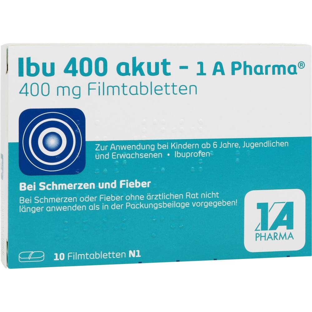 Eine Schachtel Ibuprofen-Tabletten mit 400 mg zur Schmerzlinderung und Fiebersenkung.