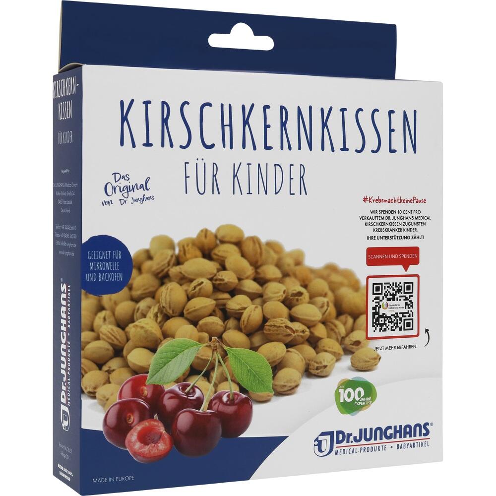 Verpackung eines Kirschkernkissens für Kinder mit Kirschenabbildung.