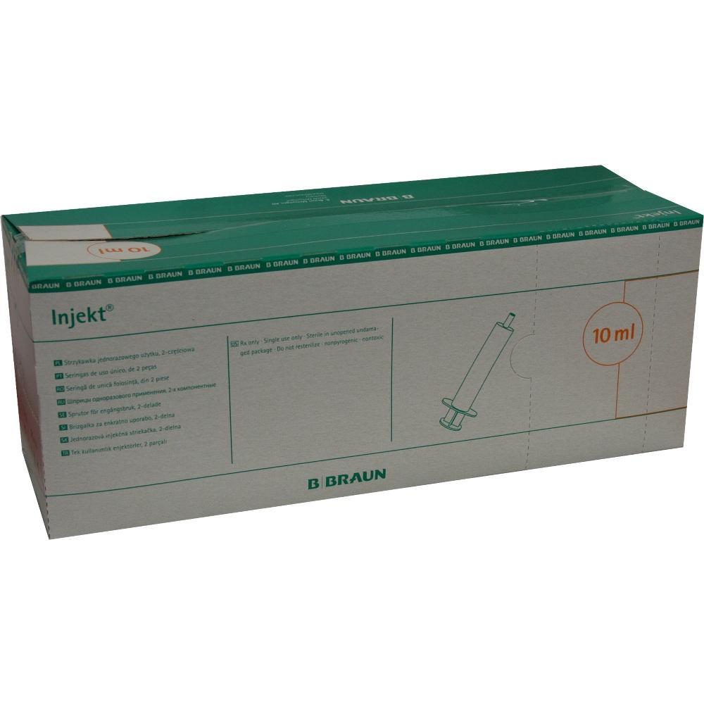 Gr&uuml;ne Box mit Aufschrift "Injekt 10 ml" und einer Zeichnung einer Spritze.